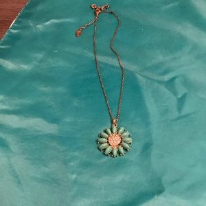 Mint flowered pendant necklace